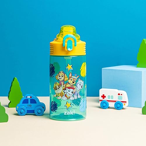 Miniatura 2 de Zak Designs Sage PAW Patrol Botella de agua para la escuela o viajes, botella de agua de plástico duradero de 16 onzas con popote, asa y tapa de