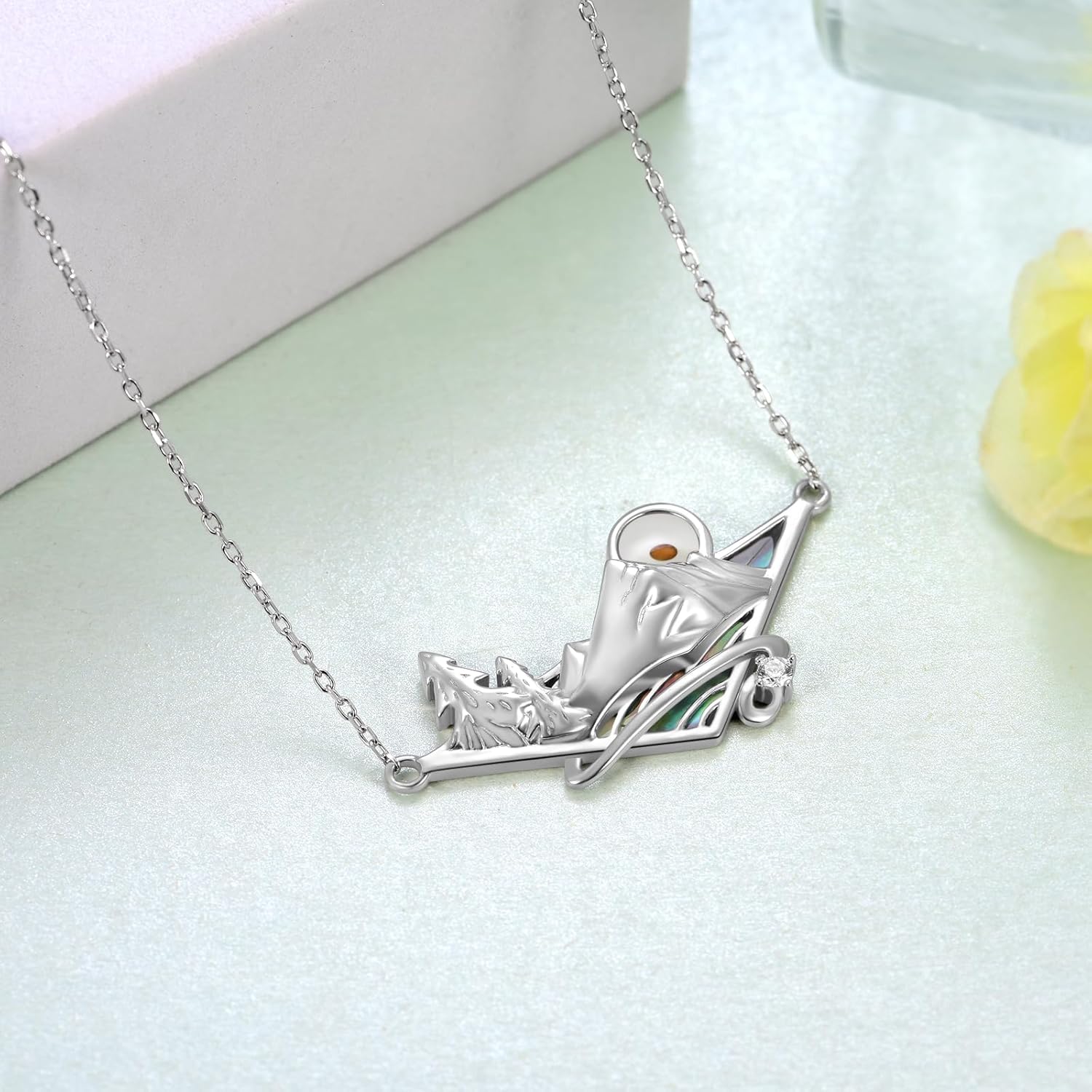 Mustard Seed Necklace Mountain Necklace 925 Sterling Silver Highs and Lows Necklace Mustard Seed Jewelry Gifts for Women Hikers Climbers and Nature Lovers