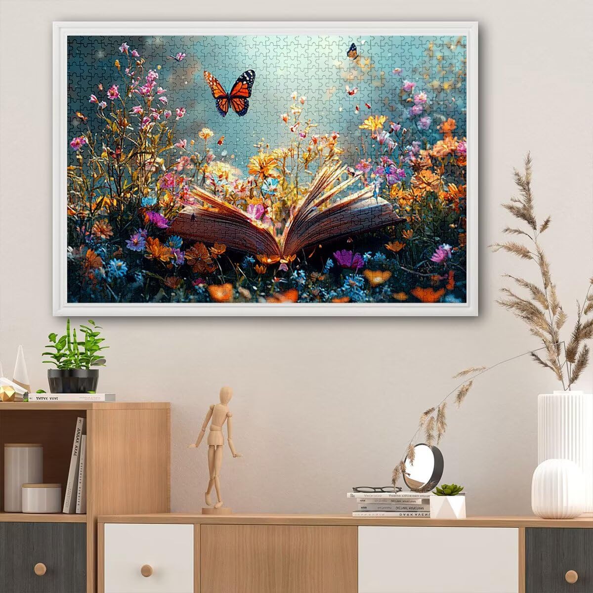 Puzzle 1500 sztuk Magiczna Książka, Kwiaty Drewniane Puzzle dla Dorosłych Puzzle Wykwintne Pudełko Do Pakowania, Gry Edukacyjne Dla Rodzin, Puzzle Do Dekoracji Domu, Prezent Kobiet, Prezent Mężczyzny