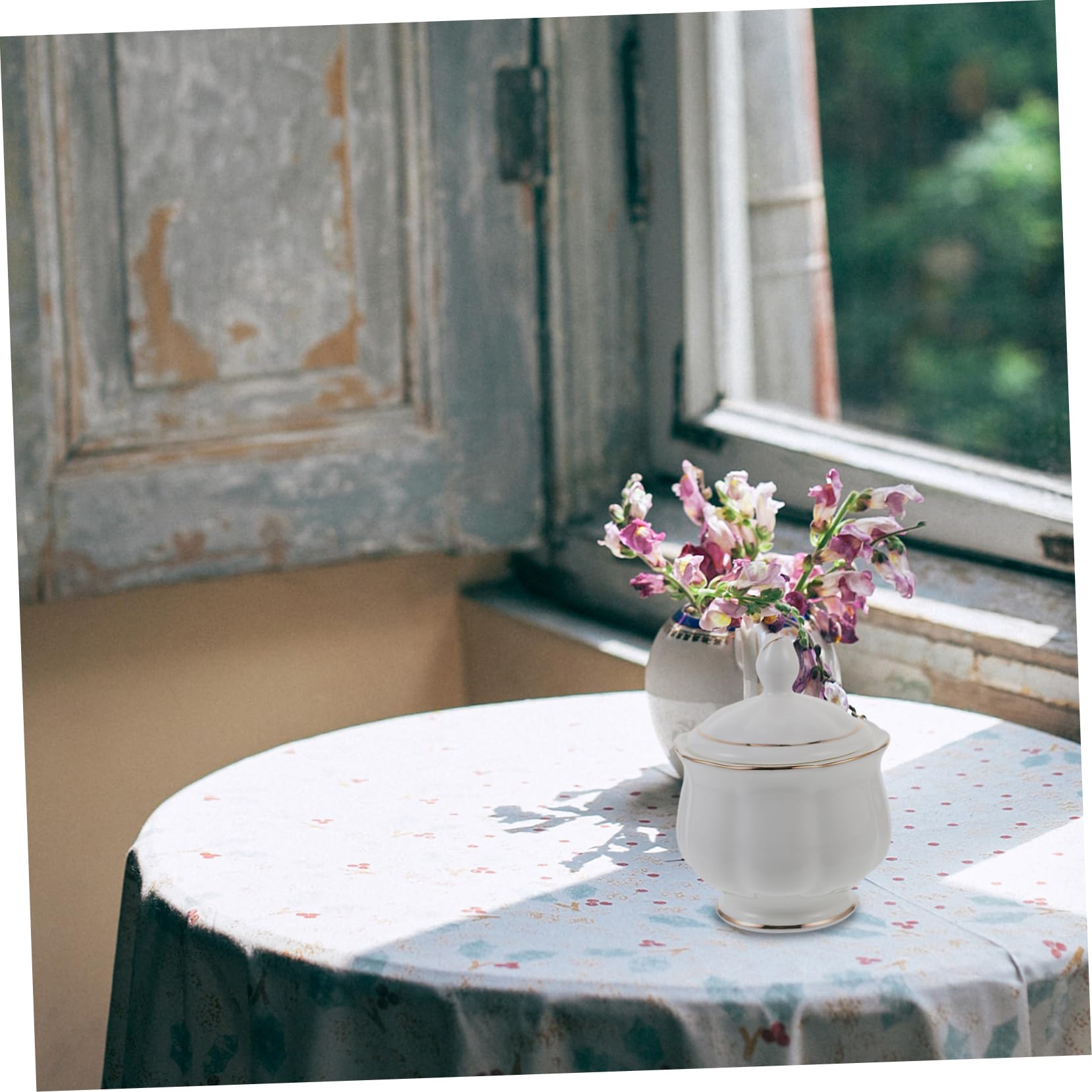 COLLBATH Household Condiment Jar Sugar Container Porcelain Condiment Jar Decorative Sugar Jar Kitchen Seasoning Jar Creamer Pot Salt Pepper Sugar Jar with Lid Sugar Holder Ceramics White