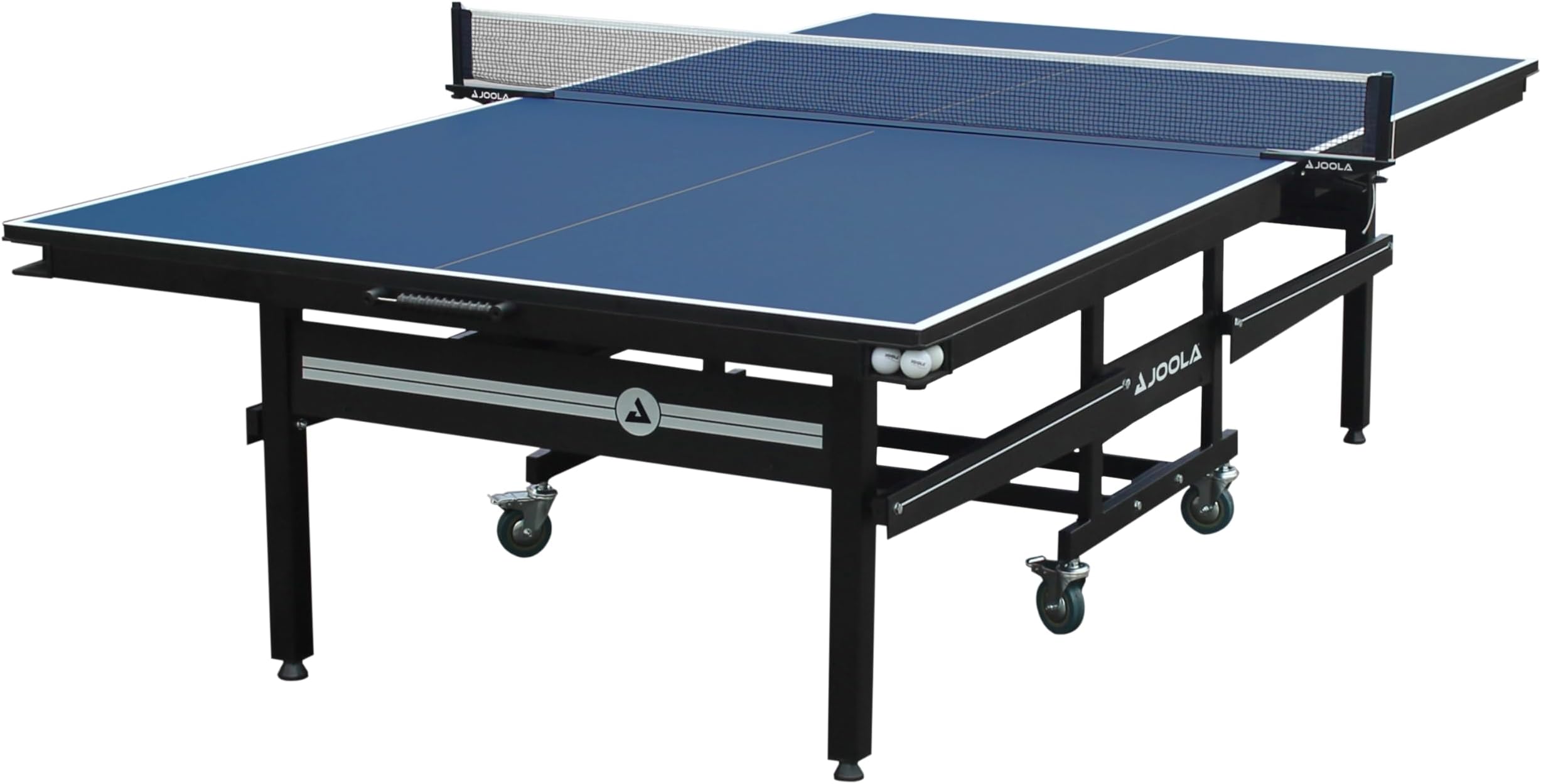 JOOLA Signature Pro Tournament-Quality Indoor Table Tennis Table w/ Professional Ping Pong Net and Post Set - 25mm Ping Pong Table w/ Playback Mode - One Piece Undercarriage - Corner Ball Holders