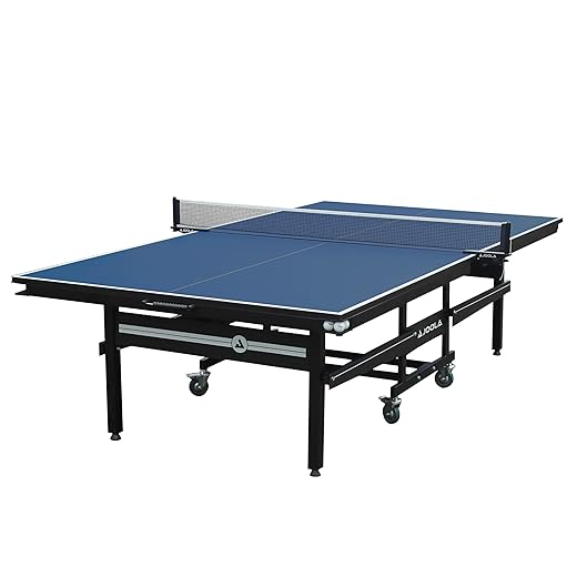 JOOLA Signature Pro Tournament-Quality Indoor Table Tennis Table w/ Professional Ping Pong Net and Post Set - 25mm Ping Pong Table w/ Playback Mode - One Piece Undercarriage - Corner Ball Holders