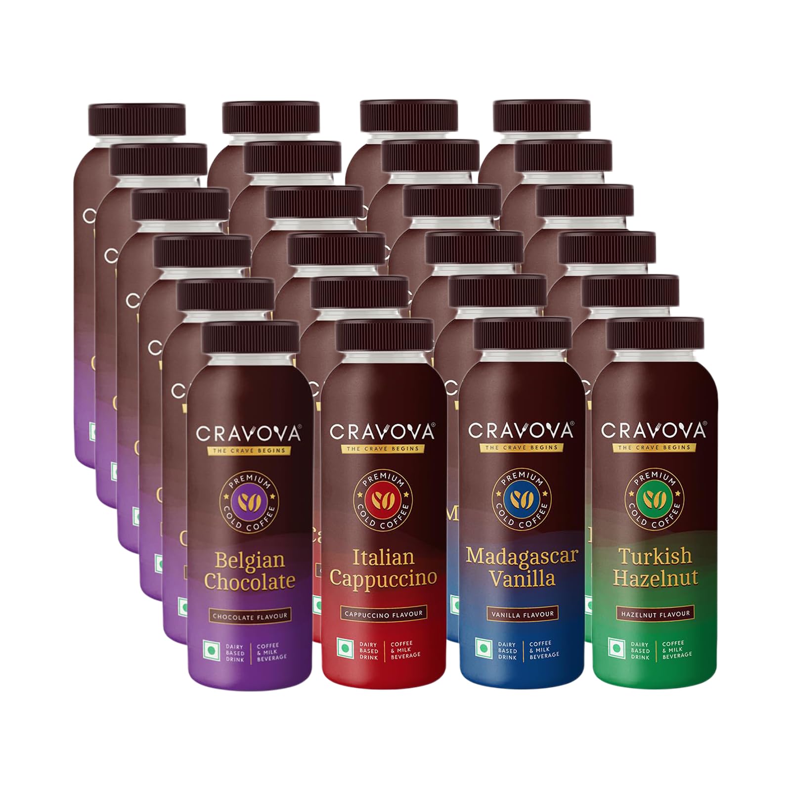 Cravova Belgian Chocolate Cold Coffee | Italian Cappuccino | Madagascar Vanilla Coffee | Turkish Hazelnut Coffee | Assorted | Medium Roast | Ready-to-Drink | Pack Of 24-200ml Each (B0CNGNX5V6) Amazon Price History, Amazon Price Tracker