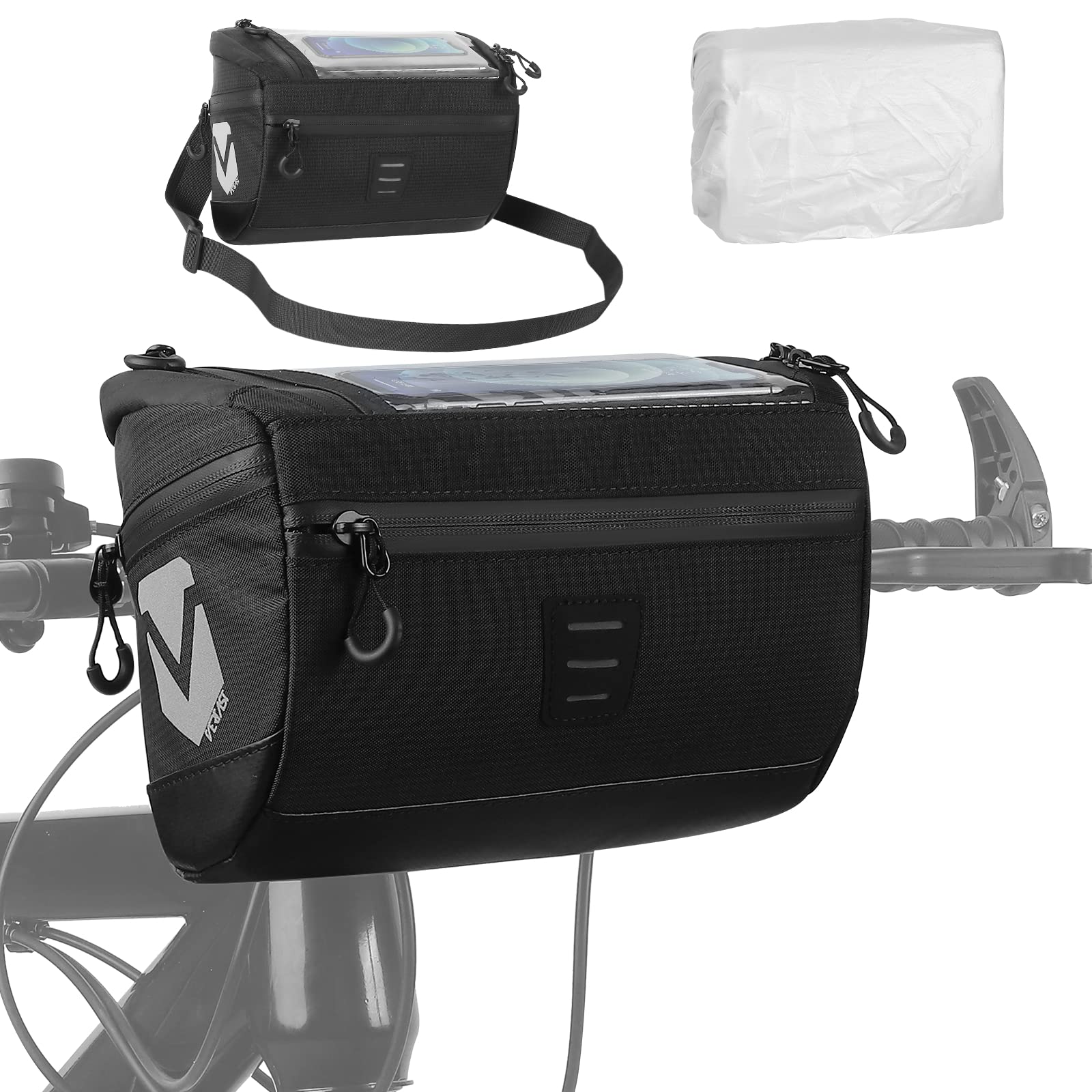 Sacoche pour guidon de vélo Vertast noir idéale pour le vélotaf