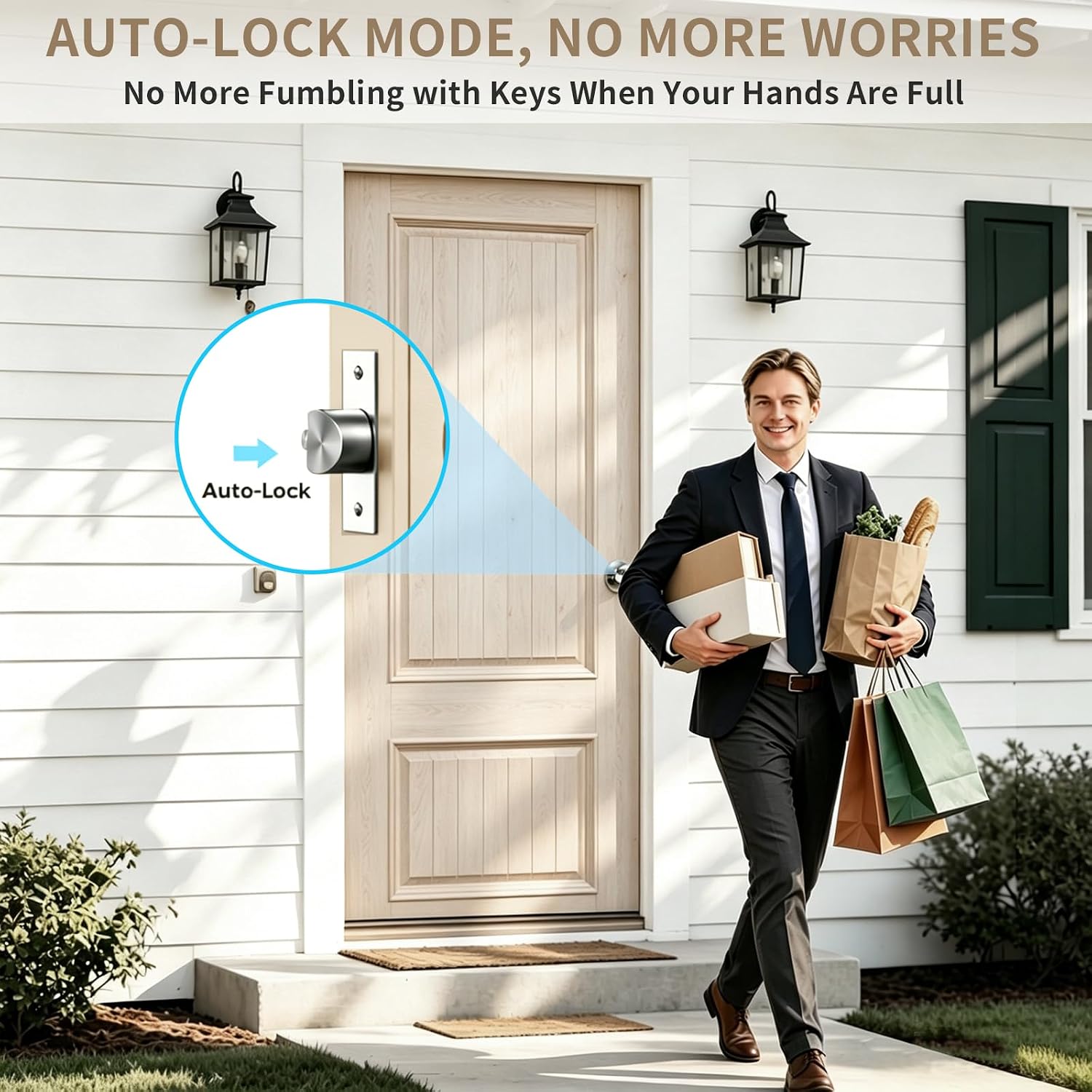 Fingerprint Door Lock, Biometric Smart Door Knob with Fingerprint Lock Stainless Steel with APP Control & Back-up Keys, Great for Bedroom, Home, Apartment, Office and Garages, Nickel Finish