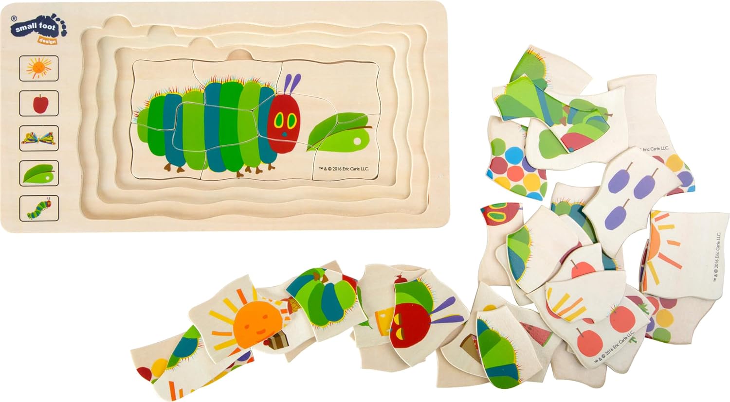 Small Foot 10431 Layer Puzzle The Very Hungry Caterpillar, Made of Wood, 5 Layers with Different Motives, from 3 Years on