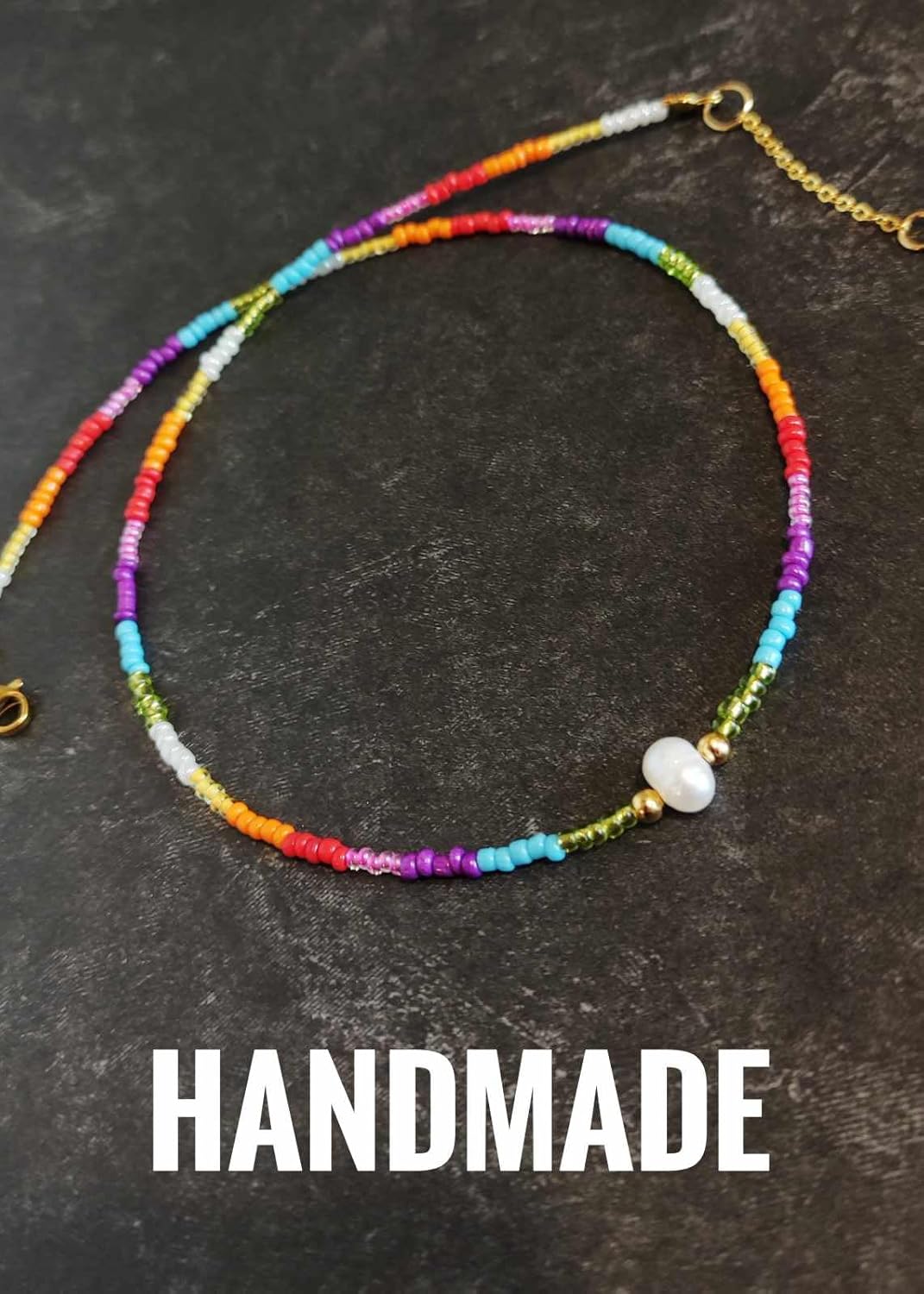 Freshwater Pearls Rainbow Beaded Choker Necklace, Multi-Color and Delicate Necklace for Women. - Image 4