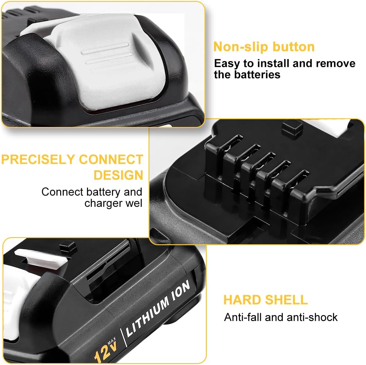 4-Pack 12V 4.0Ah Battery Replacement for Dewalt 12V Battery DCB120 DCB121 DCB123 DCB122 DCB124 DCB125 DCB127, Compatible with Dewalt 12 Volt DCD/DCF/DCK/DCT Series Tools