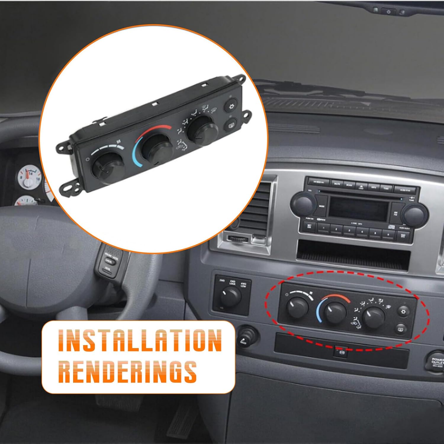 AC Heater Climate Control Module Compatible with Dodge Ram 1500 2500 3500 2006-2008 & Dakota 2005-2011, Replace 55056569AE