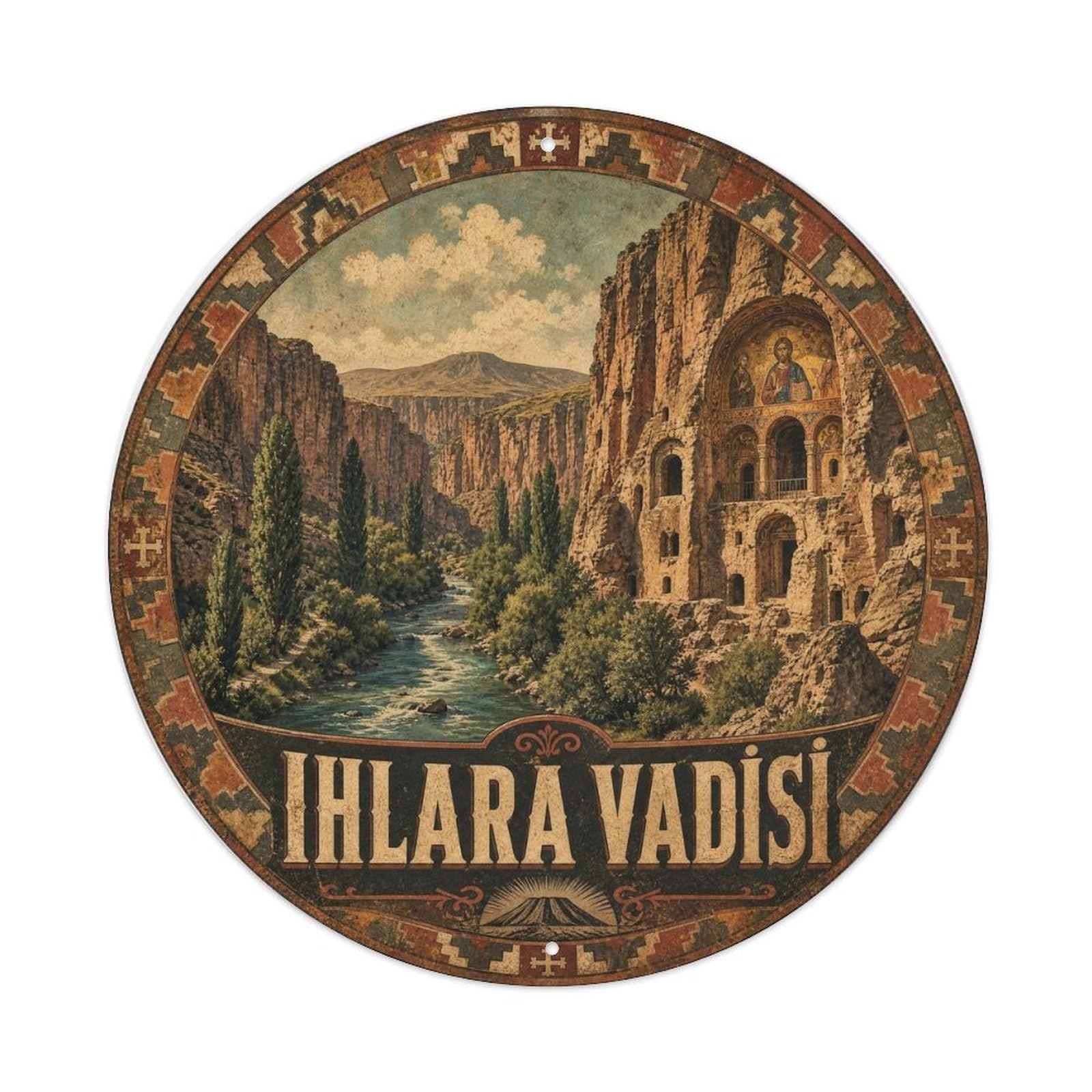 Ihlara Valley Anatolian Scenic Travel Classic Rustic Metal Tin Sign