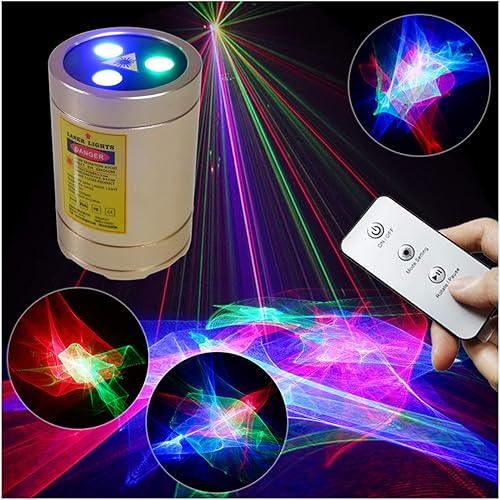 Chims Luces láser de DJ con control remoto, mini luces de fiesta, proyector láser RGB Aurora, espectáculo de luz, luces activadas por música