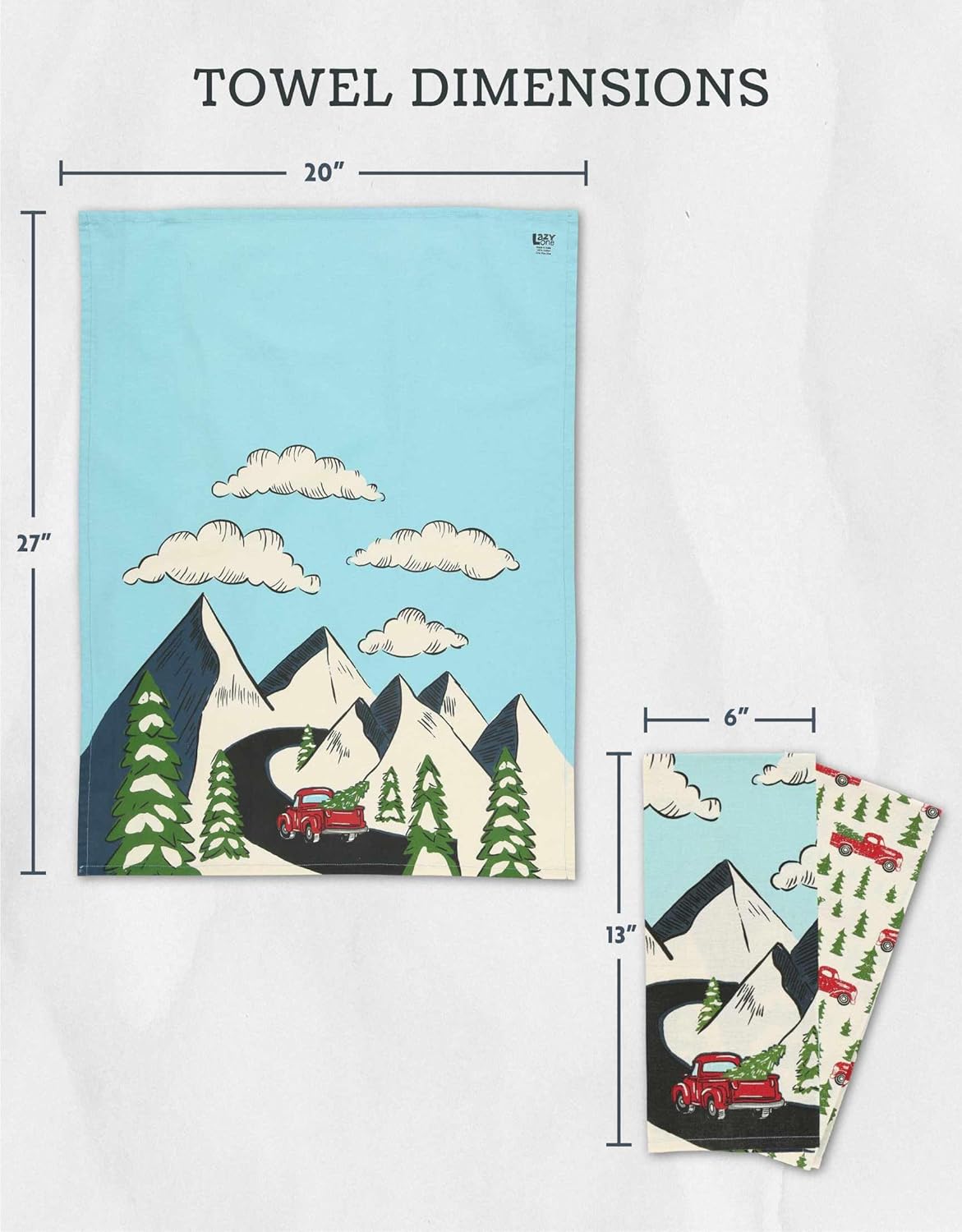 Lazy One Kitchen Towel Set of Cabin Themed Beautiful Hand & Dish Towels in Multi-Color, for Mom, 26"X 20", Great for Face & Bathroom Towels, Set of 2 Tea Towels, Rag Cloths (Truck) - Image 6