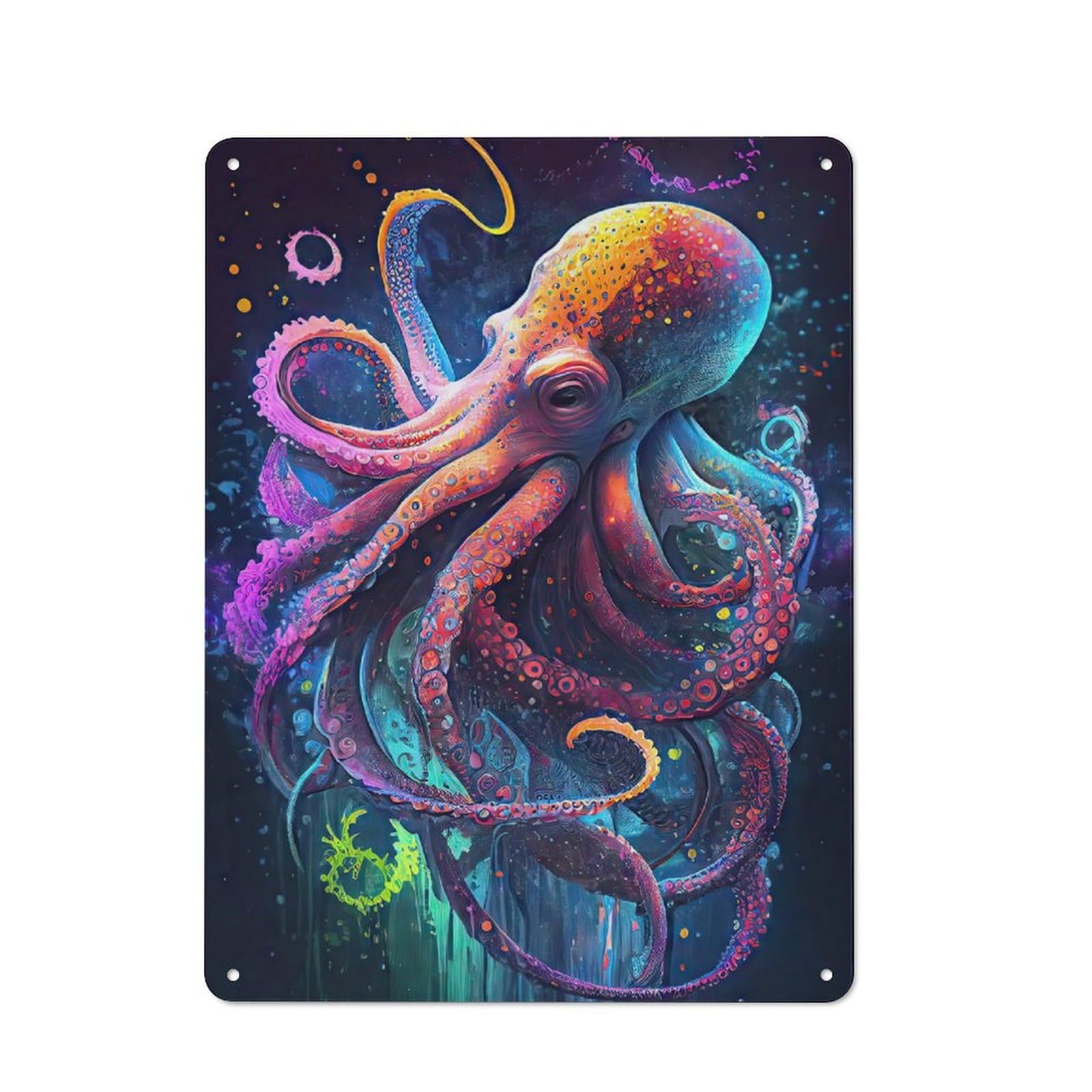 Junmoney The Intelligent Octopus Metal Wall Sign 40X30cm Featuring For Garage Wall, For Kitchen, Dining Room And Home Bar Wall Decor