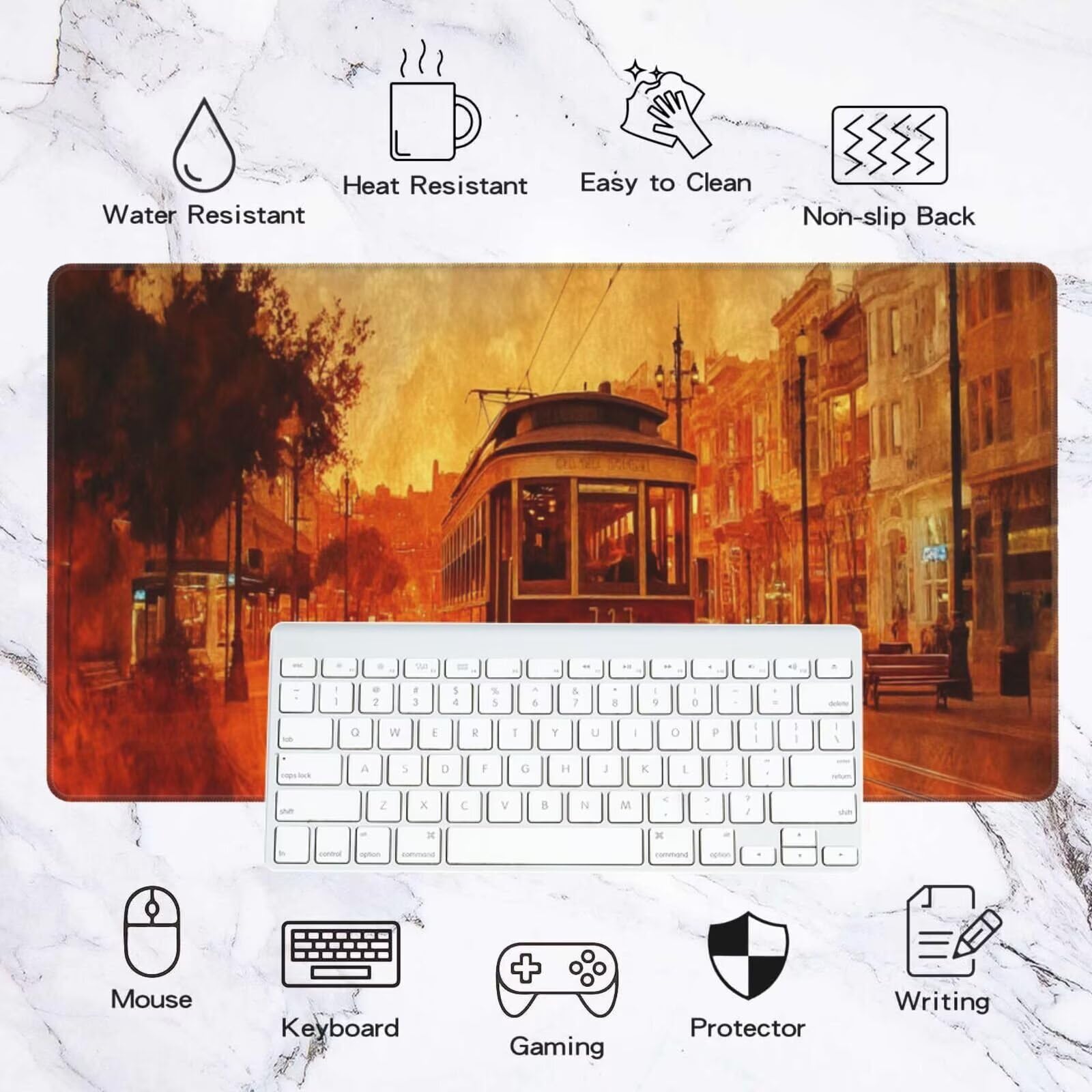 Alfombrilla Ratón Londres Alfombrilla Ratón XXL 1600 x 800 mm, Paisaje Mouse Pad Gaming con Bordes Cosidos, Impermeable Mousepad XXL Base de Goma Antideslizante Duradera, Mouse Pad para Oficina Q1102