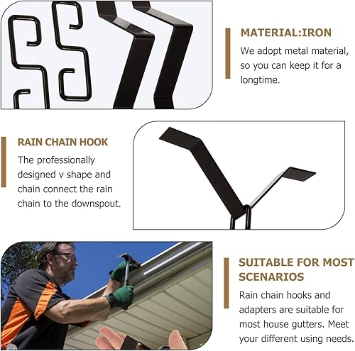 Miniatura 4 de Juego de 2 ganchos de cadena de lluvia, adaptador de cadena de lluvia, accesorio de cadena de lluvia, adaptador de drenaje, cadena de lluvia