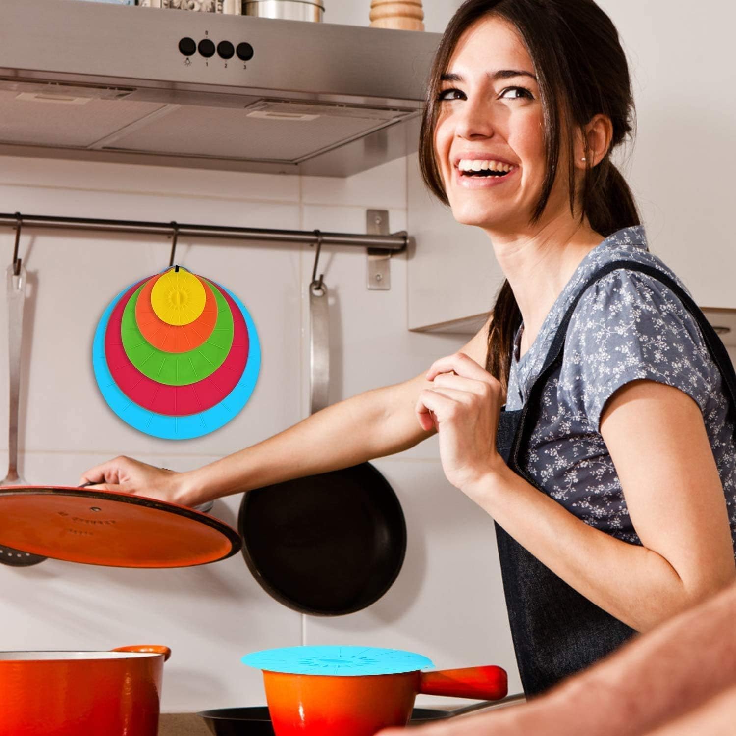 5 Pezzi Coperchi in Silicone, Coperchi Universali in Silicone, Coperchi A Ventosa, Per Ciotole, Tazze, Padelle e Forni a Microonde (Colore Regolare)