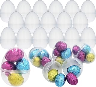 Chochkees Fillable Transparent Easter Eggs with Hinge Bulk Clear Bright Plastic Easter Eggs, Perfect for Easter Egg Hunt, Surprise Egg, Easter Hunt, 2.25" Inch Assorted Bright Colors (12-Pack)