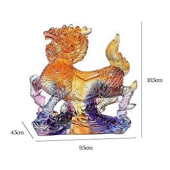 Amazon.co.jp: 風水麒麟像の彫刻の装飾、中国の劉釉麒麟