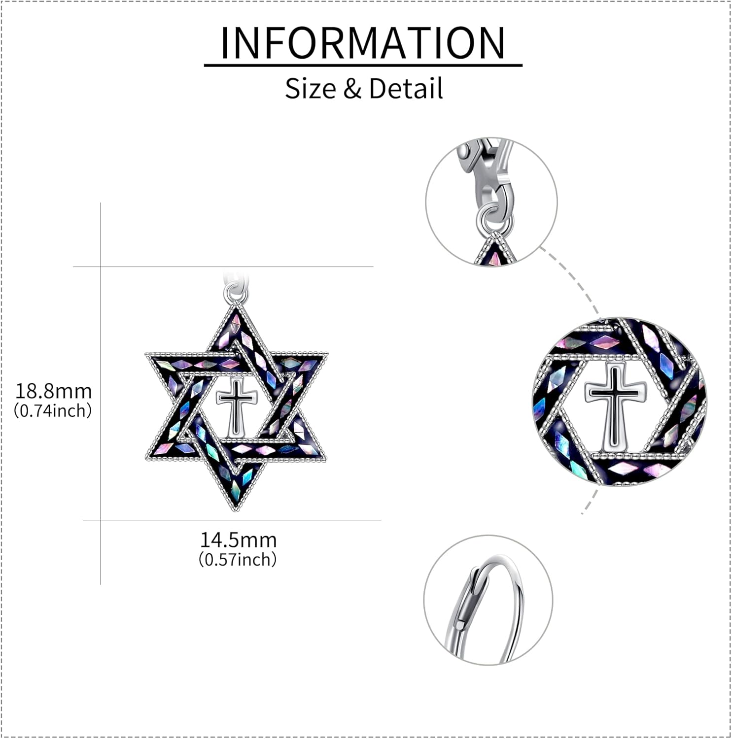 Star of David Earrings 925 Sterling Silver Cross Star of David Dangle Drop Earring Jewish Christian Jewelry Gifts for Women - Image 5