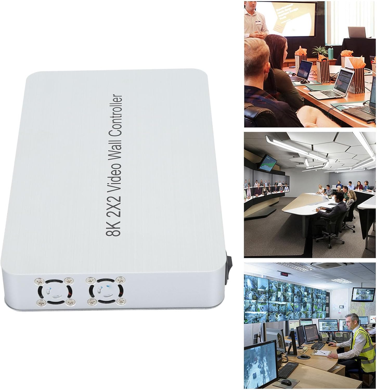 Video Wall Controller 2x2, 8K@30Hz Input and Output for 4 TV Splicing Display or 8 Display Modes 2x2,1x1,1x2,1x3,1x4,2x1,3x1,4x1, Video Wall Processor, HDCP Input (US