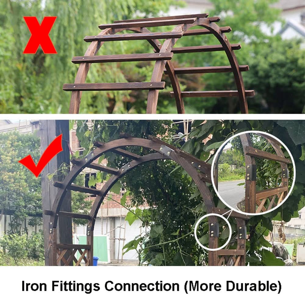 Drewniany łuk ogrodowy do dekoracji ślubnych, pergola do roślin pnących i winorośli róży, brązowa dekoracja patio na zewnątrz, idealna na dziedzińce i trawniki