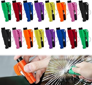 Sponsored Ad - JINRUITOP 16Pcs Car Window Breaker Key Chains, Portable 3 in 1 Glass Breaker/Seat Belt Cutter/Survival Whis...
