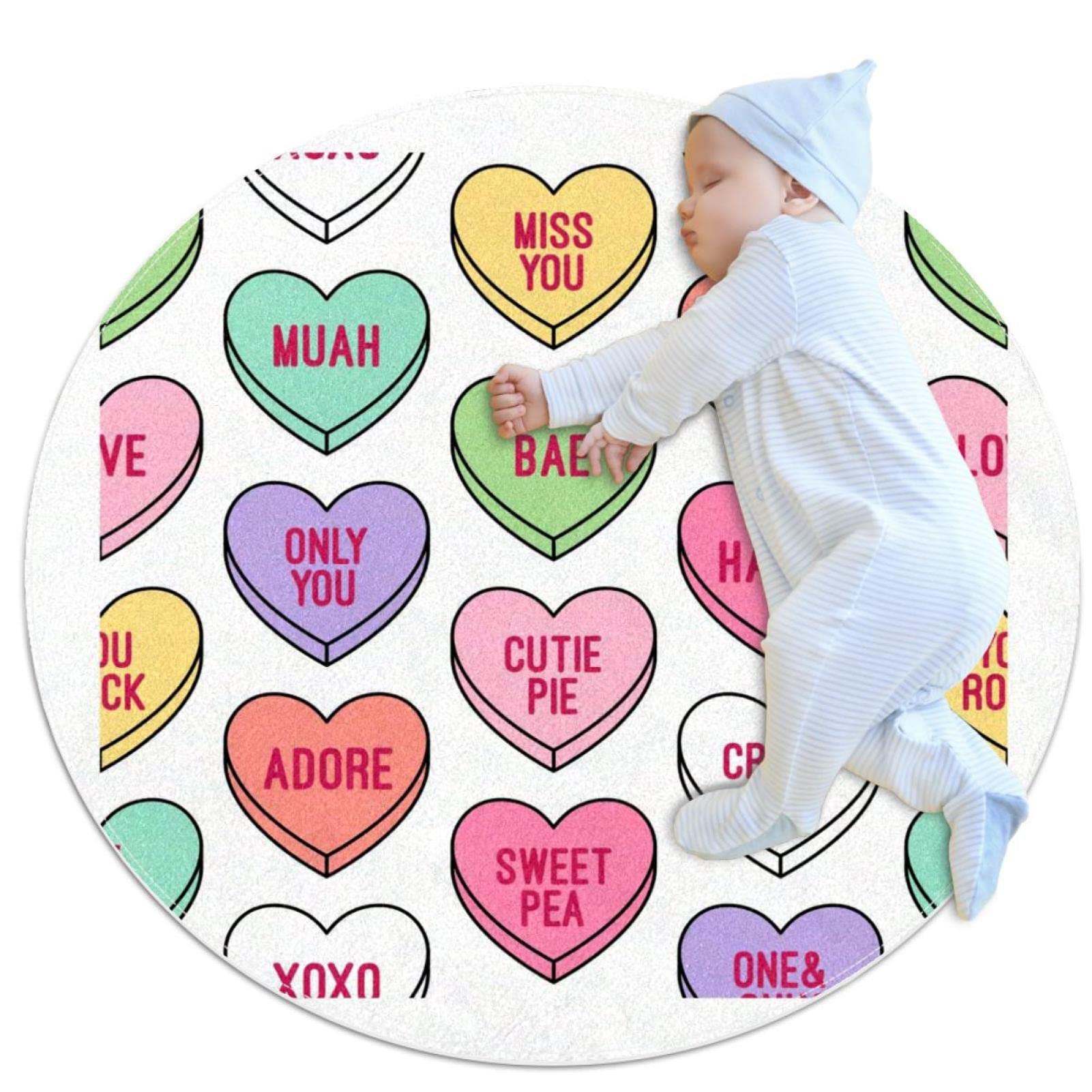 Grand tapis rond de 1m multicolore idéal pour chambre d'enfant
