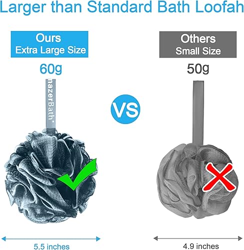 Vista 60 de AmazerBath Esponja de lufa de 2.12 oz/pieza, esponja de baño exfoliante para el cuerpo, juego de 4 lufas, cuarteto de algodón de azúcar