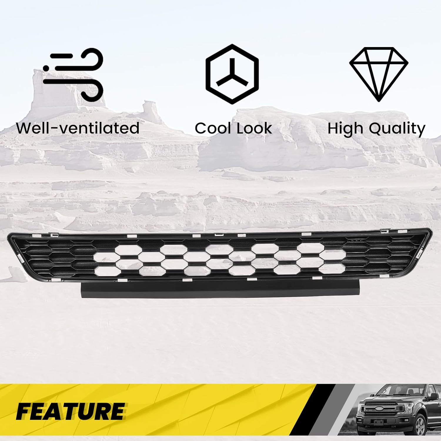 KUAFU Lower Radiator Front Grille Grill Compatible with 2015-2017 Ford Mustang Replacement for FR3Z-17K945-BA FO1036168 Black
