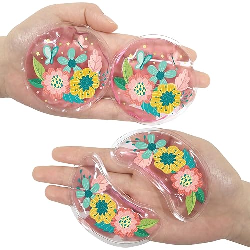 Miniatura 10 de Paquete de hielo de gel reutilizable refrescantes debajo de los ojos y parches, paquete de tratamiento frío caliente para enrojecimiento, alivio del