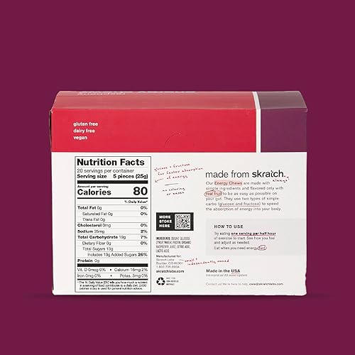 Miniatura 51 de Skratch Labs Energy Chews | Gomitas para correr, ciclismo y rendimiento deportivo | Alternativa de gel | Uva (paquete de 10) | Sin gluten, vegano