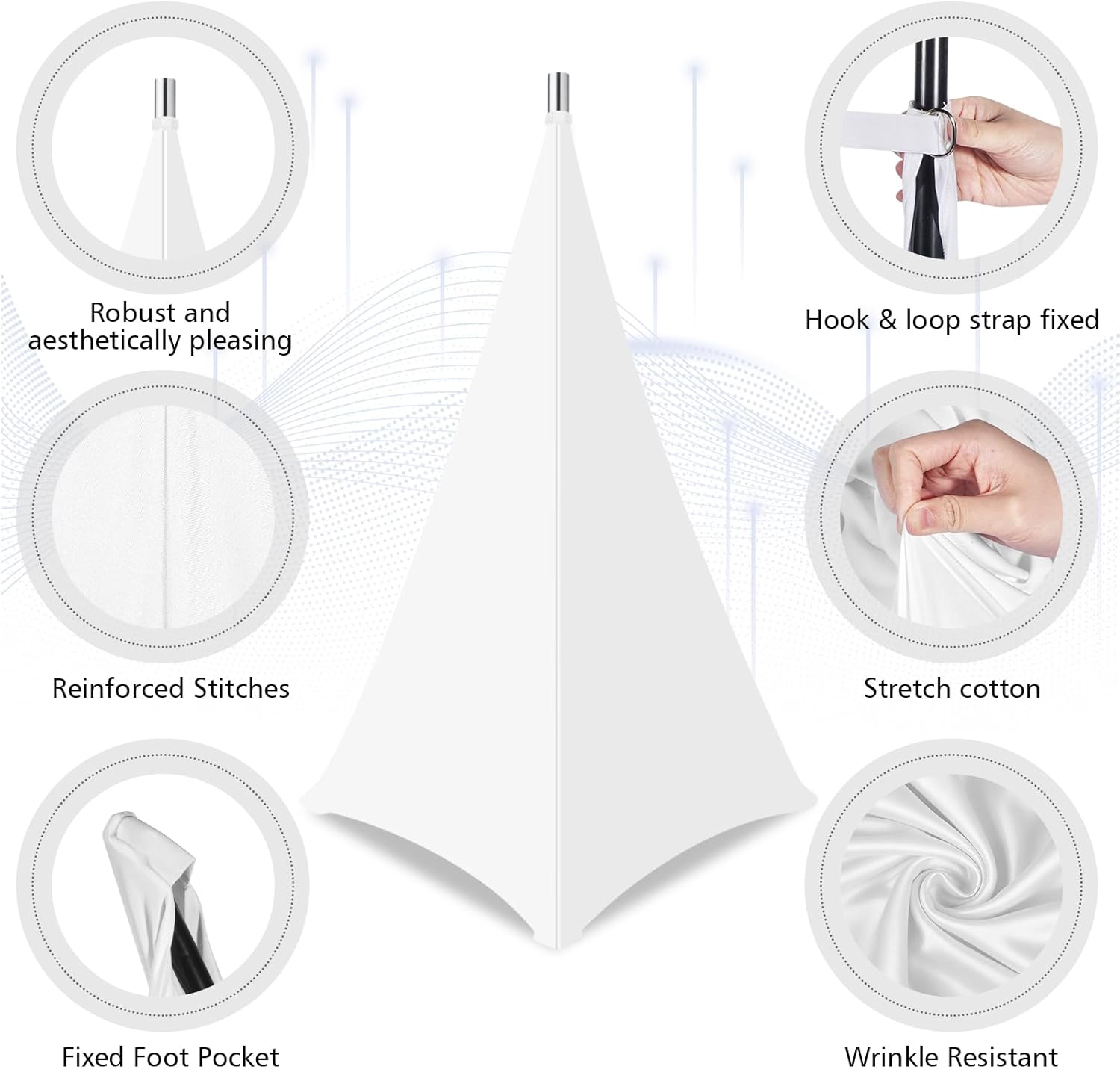 Speaker Stand Cover-Speaker Cloth with 360 Degree Cover, Speaker Tripod Scrim Cover for Speaker/Lighting with Free Travel Bag, 4 Pack White