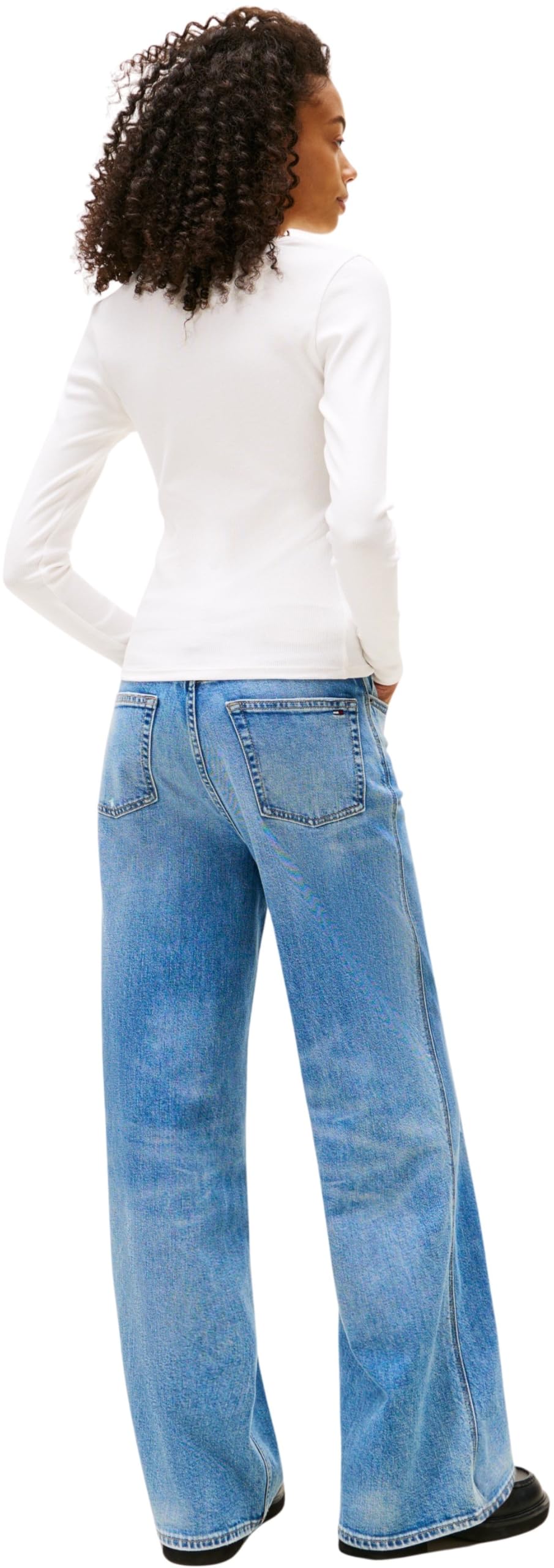 Tommy Jeans Donna Maglietta Maniche Lunghe Slim Fit Essential V-Neck Scollo a V