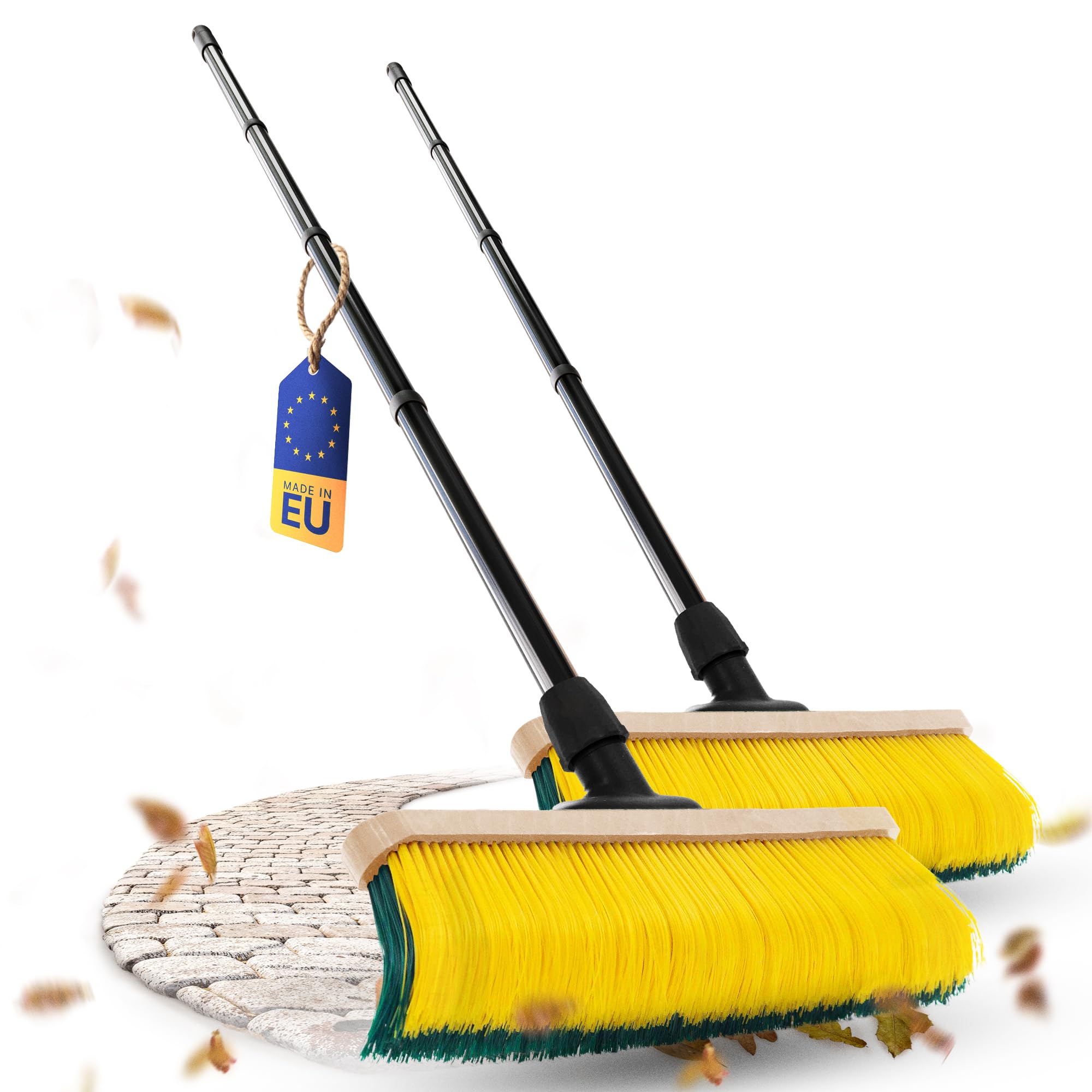 Novaliv 2X Krallenbesen mit Stiel 60cm, Spezialbesen gebogenen Borsten Borsten -Ideal als Gartenbesen, Kratzbesen, Kunstrasen Besen, Optimal für Camping, Straßenbesen