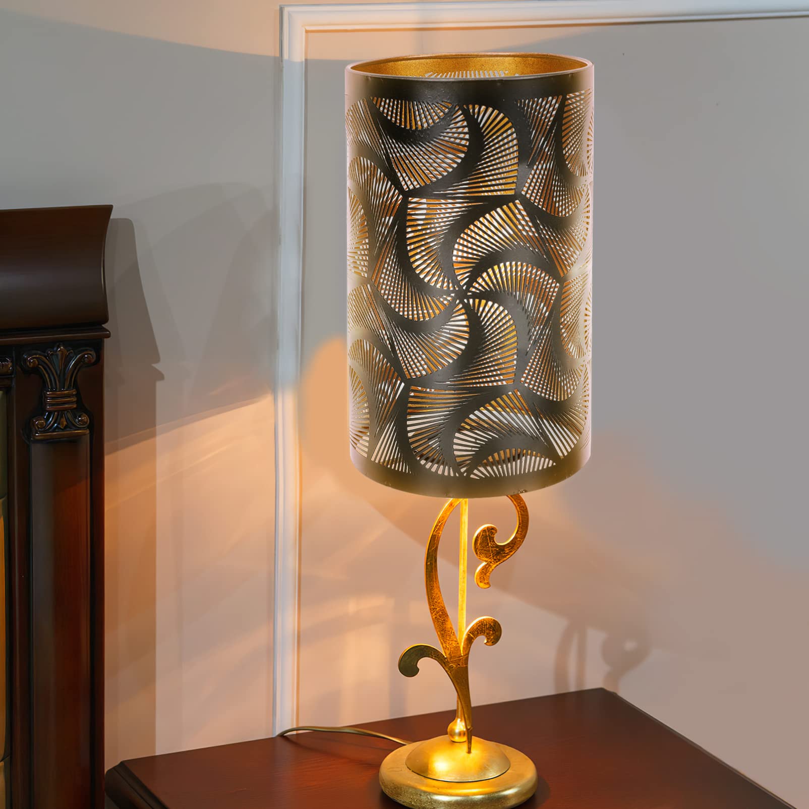 OSALADI Home Decor Floor Lamp Shade Replacement Metal Drum Lampshade Black Metal Lamp Shade Hollow-out Metal Lamp Shade for Table Lamp and Pendant Lamp Lamp Shade Cover Vintage Decor