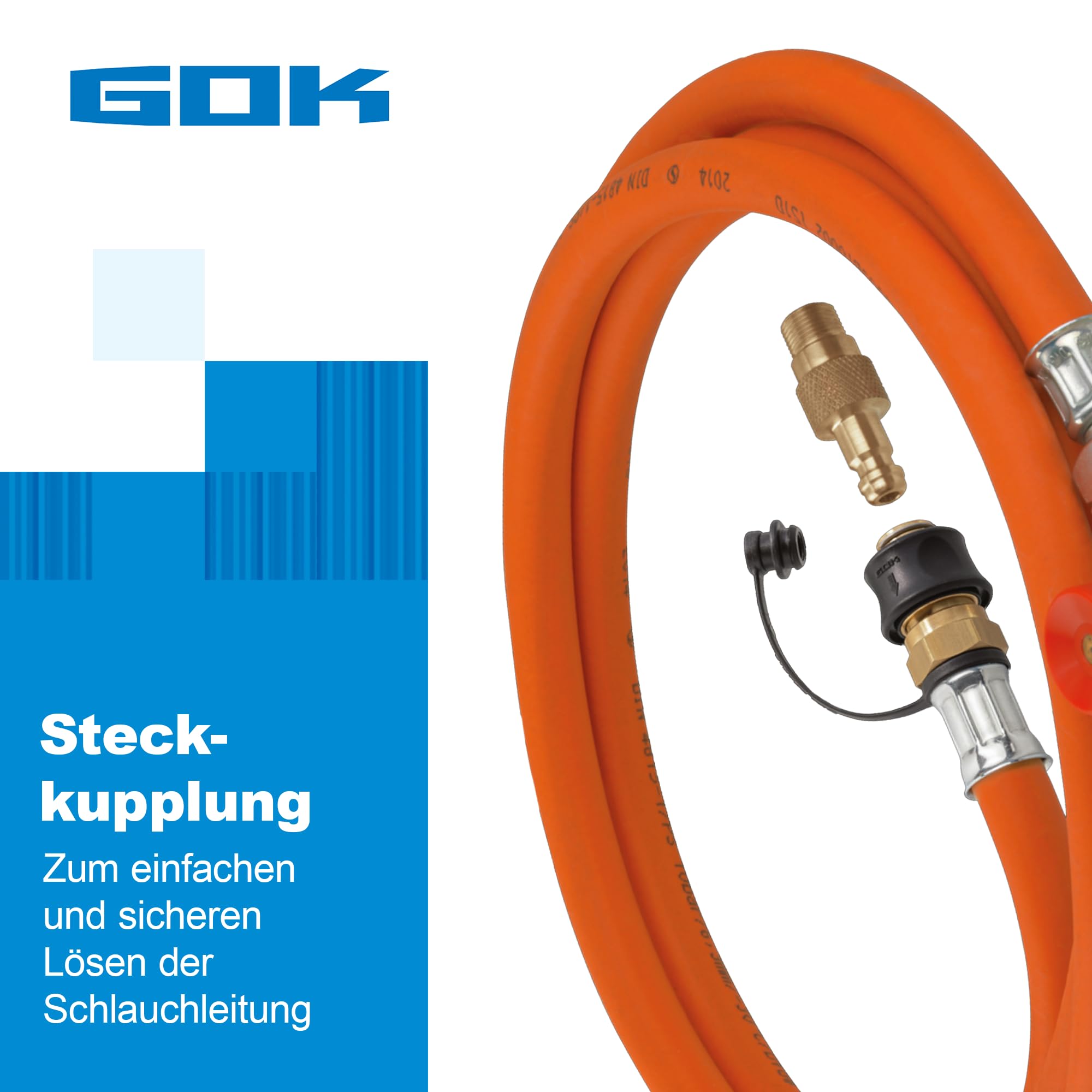 GOK Regler-Schlauch-Set M50-F/SBS, 1,20 Meter Regulierventil, 2kg/h