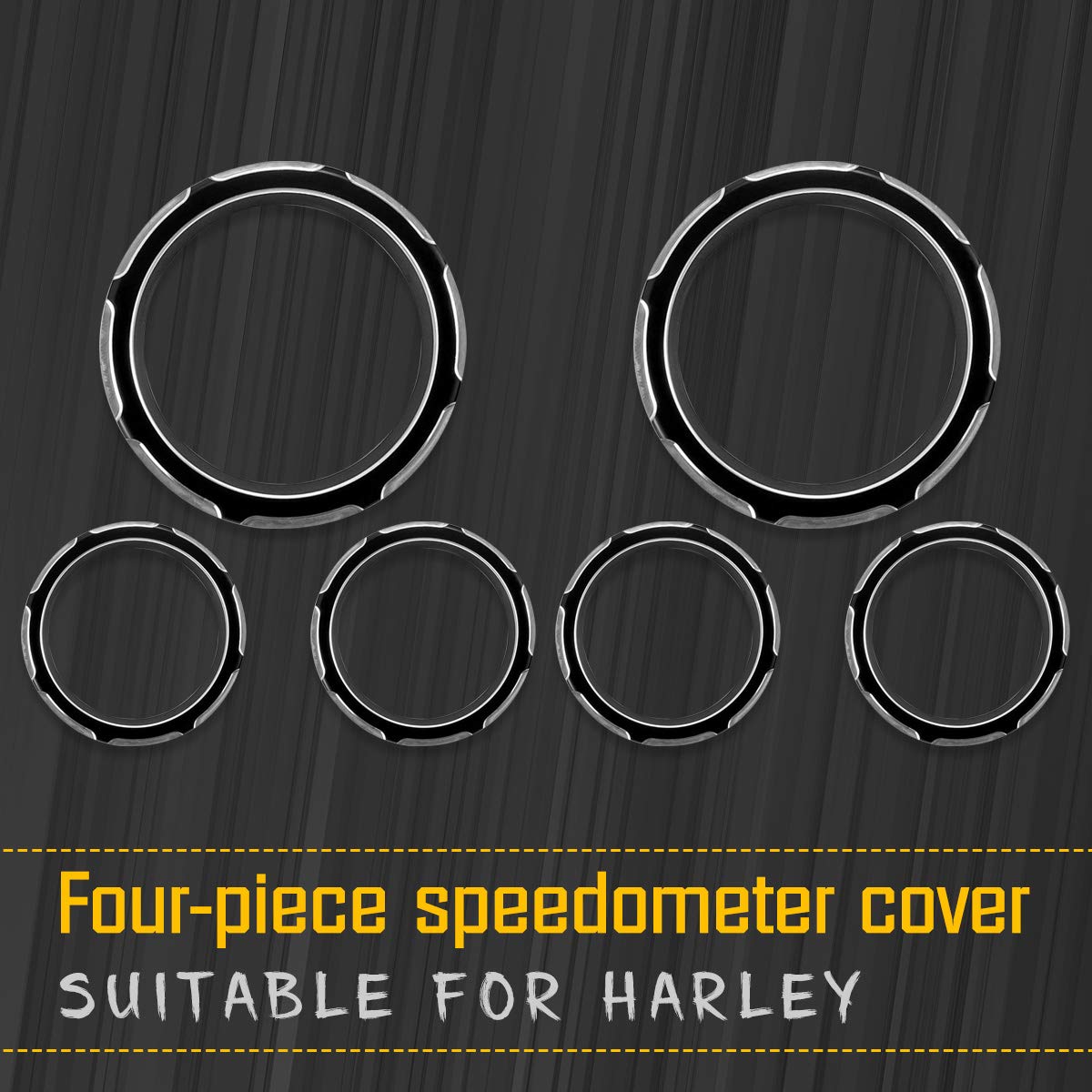 KATUR 4 "Copertura Tachimetro Electra Glide Gauge Cover Harley Road King 2" Gauge Cover Road Glide Gauge Burst Bezel Kit per Harley Street Glide 1996-2013 02 03 04 05 06 07 08 (Nero)