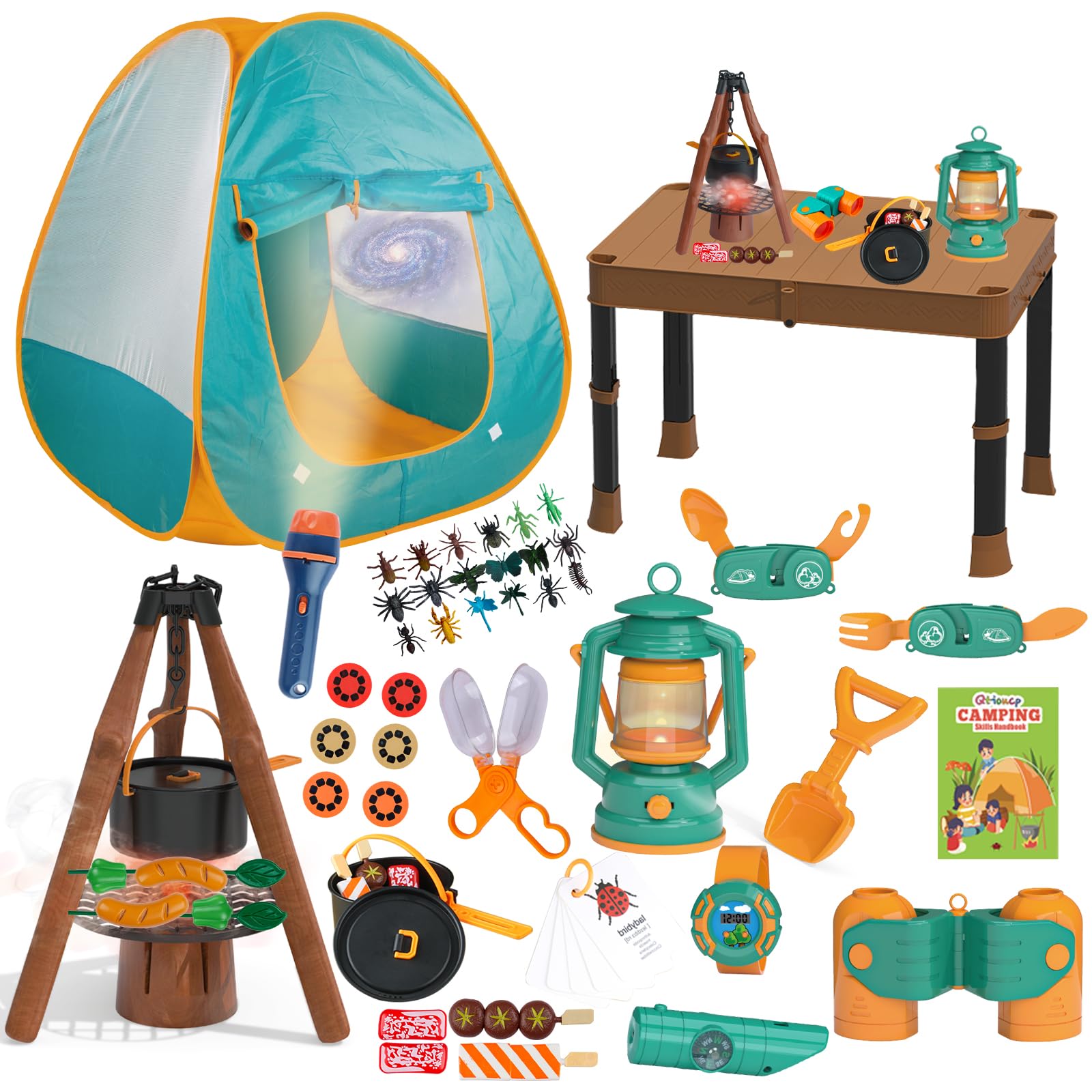 Amazon.com: Qtioucp Kids Camping Set 50pcs with Folding Storage