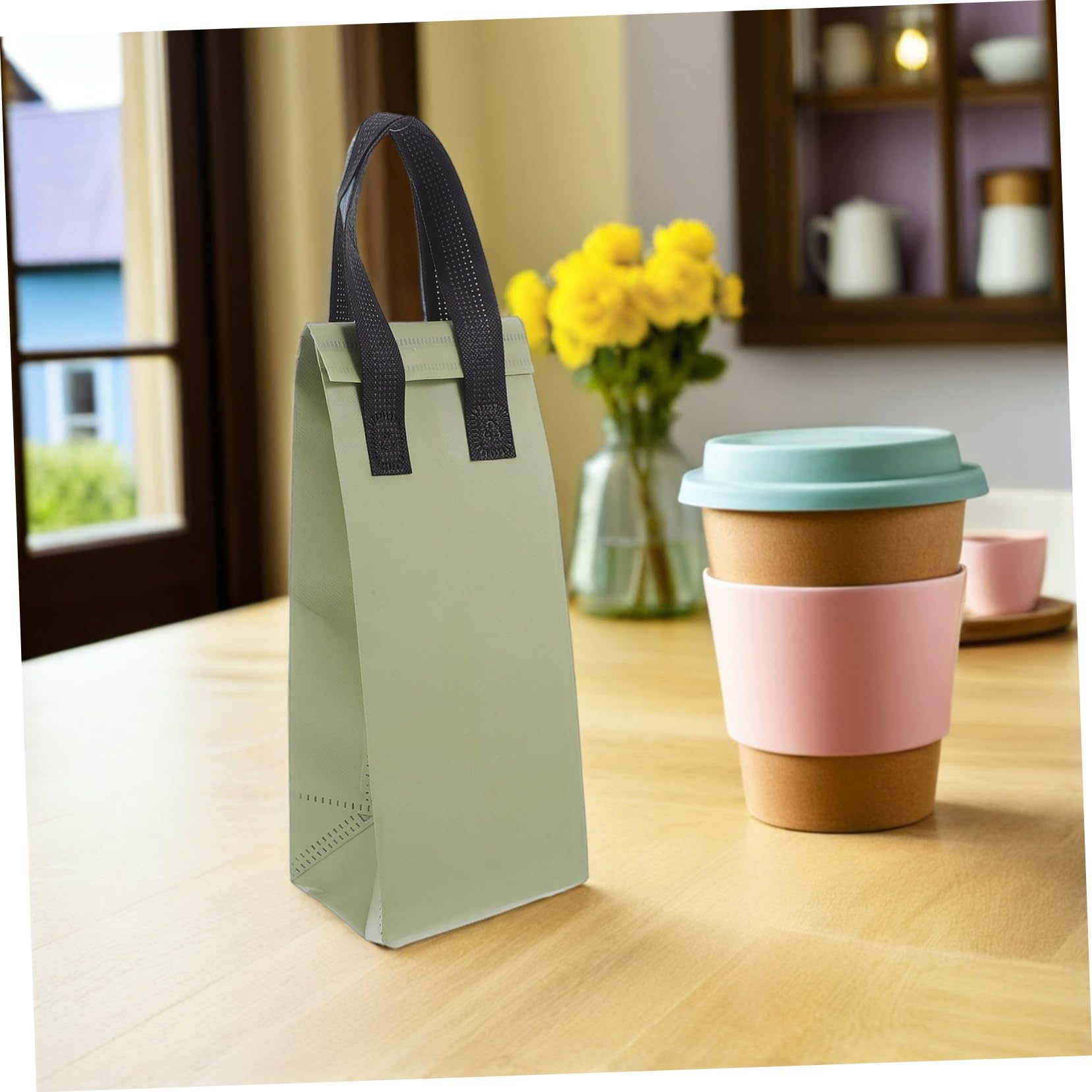50 Pièces Sac Non-tissé Portable avec Anse Sac Transport Boissons Chaudes Froides Réutilisable Livraison