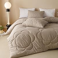 Vista 224 de Luxlovery - Juego de edredón azul neblina, tamaño matrimonial, minimalista, azul polvoriento, edredones de algodón suaves y transpirables, azul