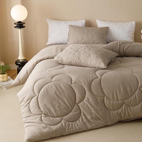 Miniatura 224 de Luxlovery - Juego de edredón azul neblina, tamaño matrimonial, minimalista, azul polvoriento, edredones de algodón suaves y transpirables, azul