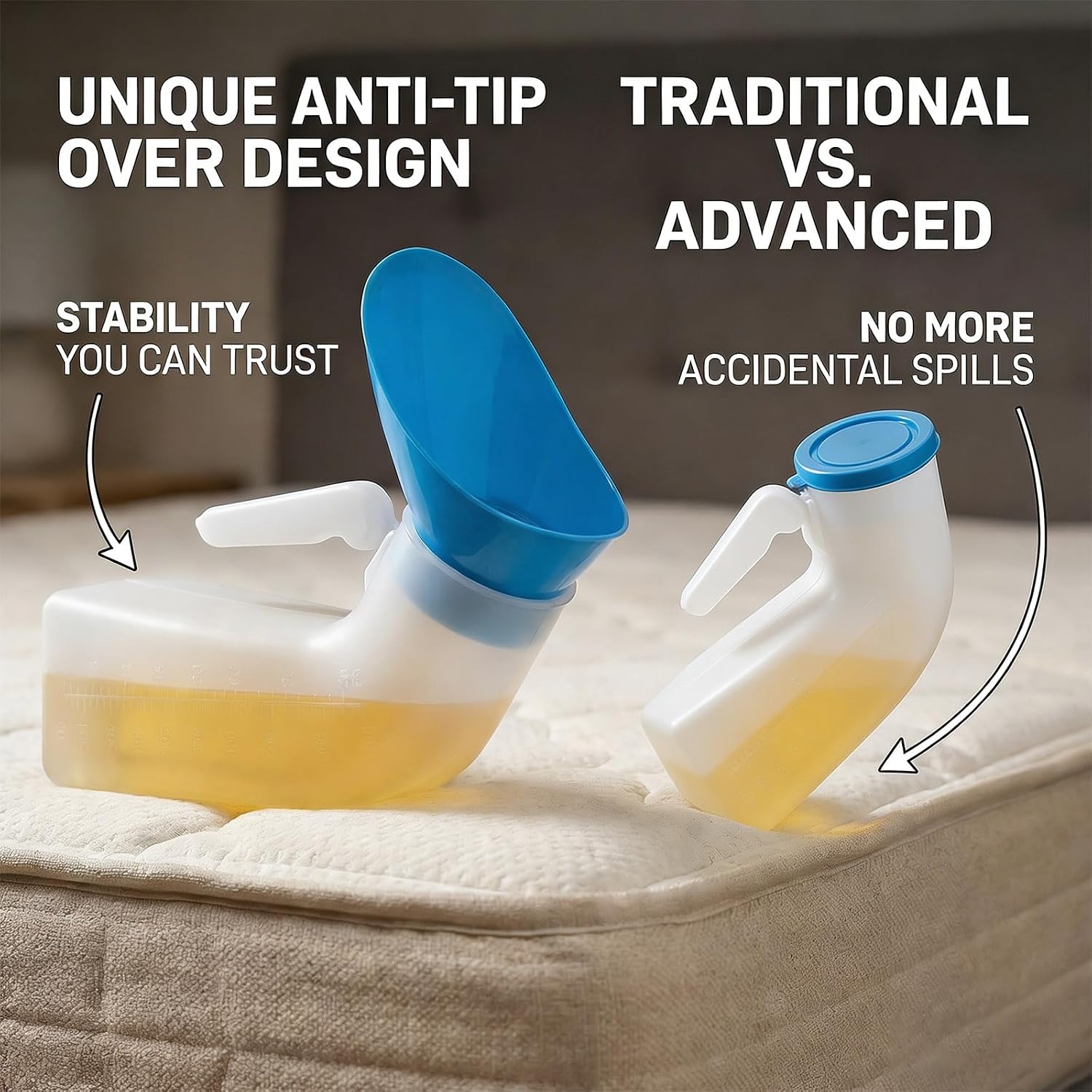 Female Urinal 2 Pack, Spill-Proof Portable Urinal for Women, Reusable Pee Funnel for Travel, Car, Camping, and Bedridden Patients, Female Urination Device & External Catheter