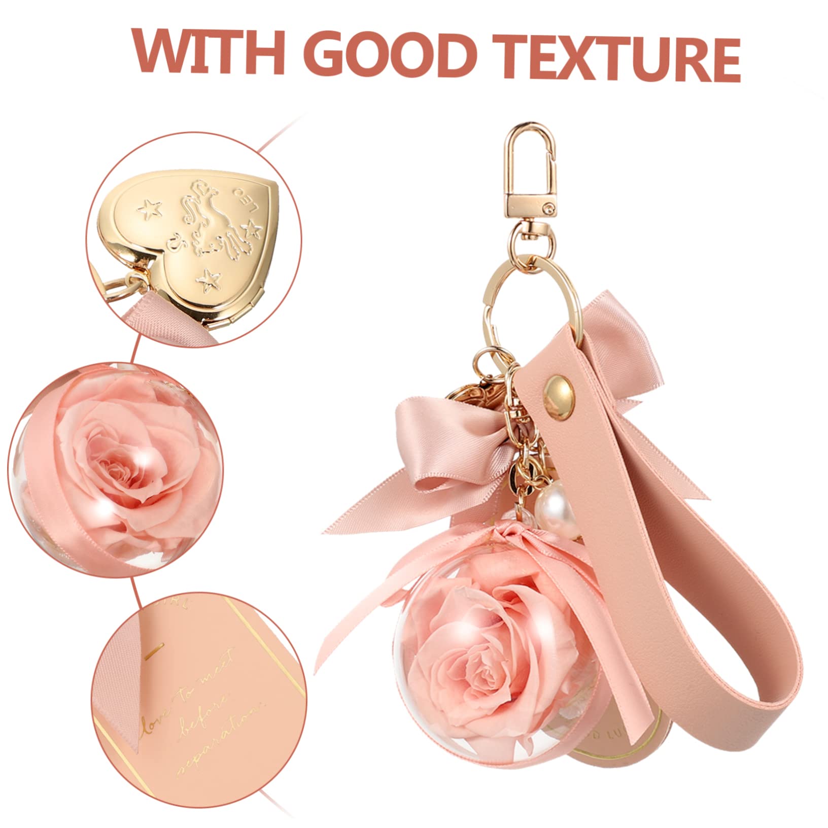 BESPORTBLE Llavero Flor Preservada Rosas Llaveros Señoras Artesanía Rosa Llavero Cadena Rosa Accesorios Precioso Llavero Lindos Llaveros Para Mujer Llavero Con Diseño De Rosas Paño
