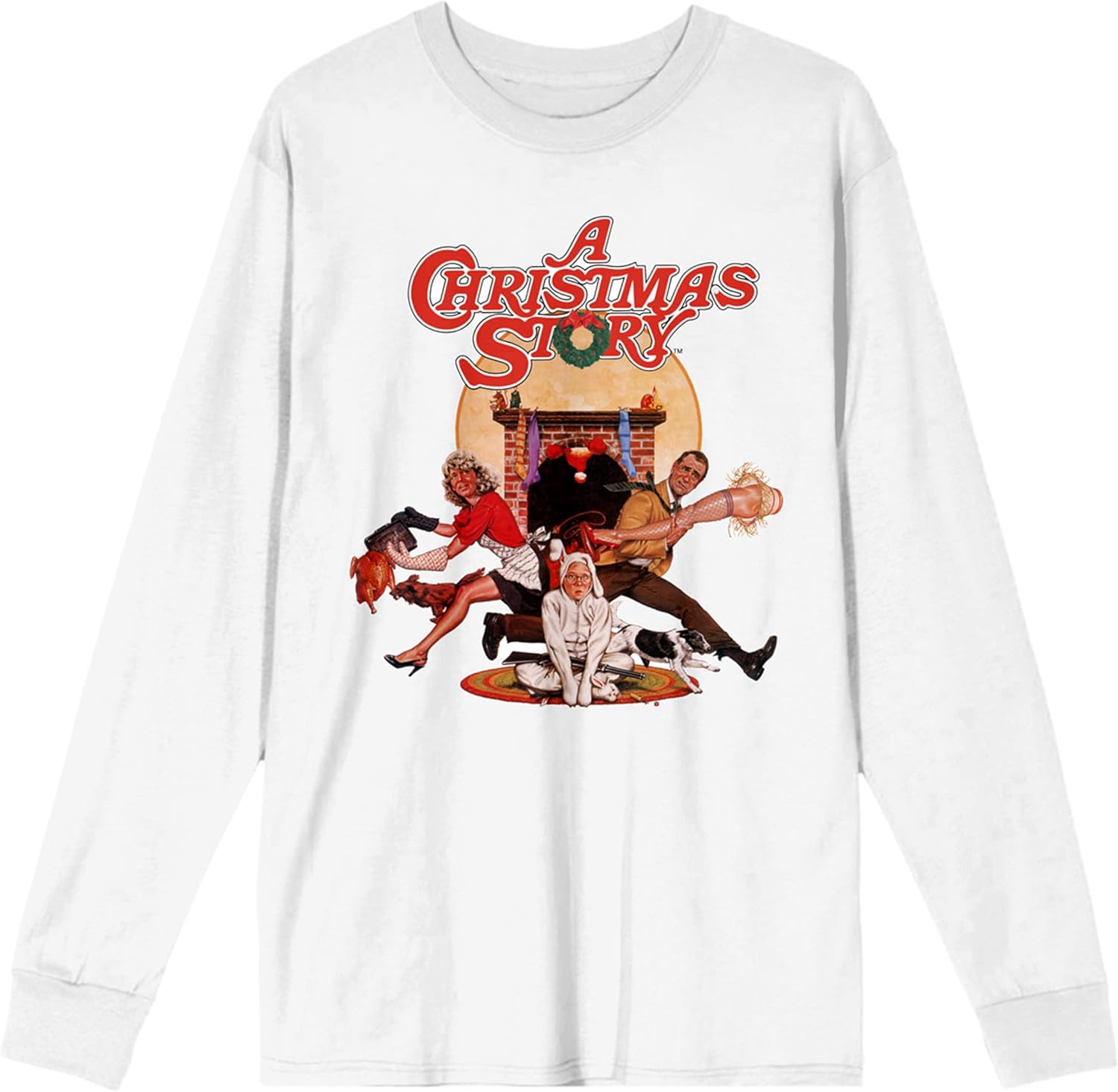 A Christmas Story Classic Poster Art Women's White Long Sleeve Crew Neck Tee