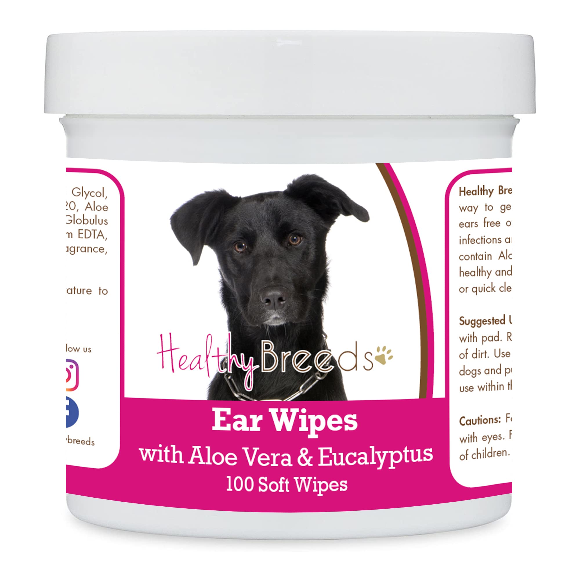Healthy Breeds Mutt, Black, Ear Cleaning Wipes with Aloe &amp; Eucalyptus for Dogs 100 Count