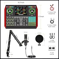 Vista 2 de Paquete de equipo de podcast con micrófono de condensador de 3.5 mm para transmisión en vivo, canto y juegos en PC/teléfono, paquete de micrófono