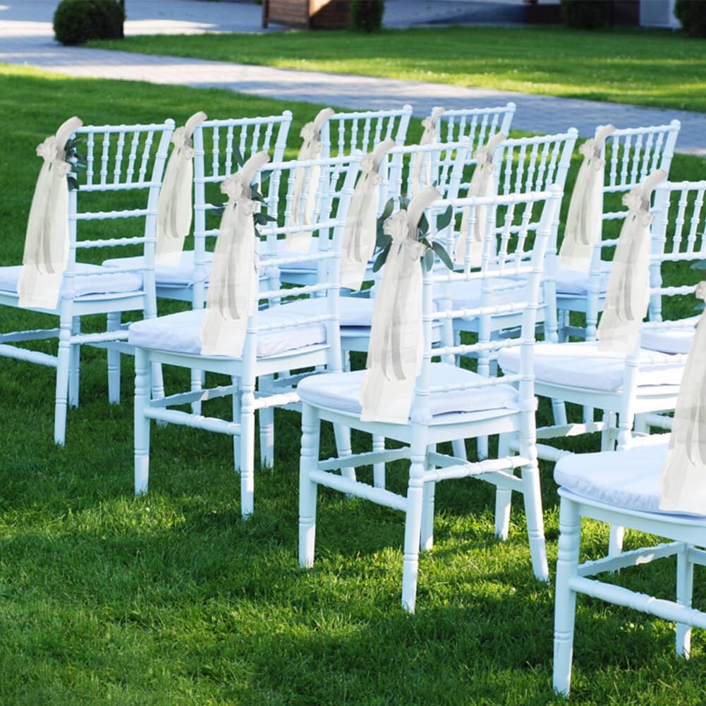 20 Stück Weiß Tüll Stuhlschleifen mit Strass Ring Künstliche Rose Elegante Schleife Kirchenbank Hochzeitsgang Deko Kirche Stuhl-Schärpen für Kirche Bankett Hochzeitsstuhl Gangstuhl Gang