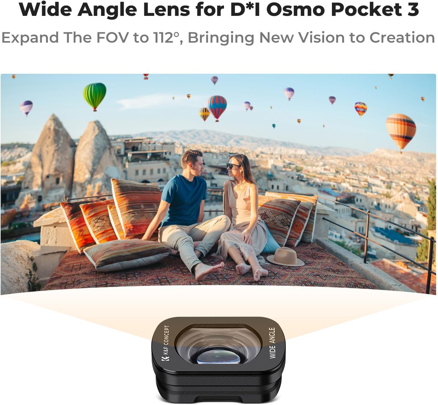 K&F CONCEPT Wide-Angle Lens Compatible with DJI Osmo Pocket 3, Magnetic Attach/Multi-Coated/Optical Glass