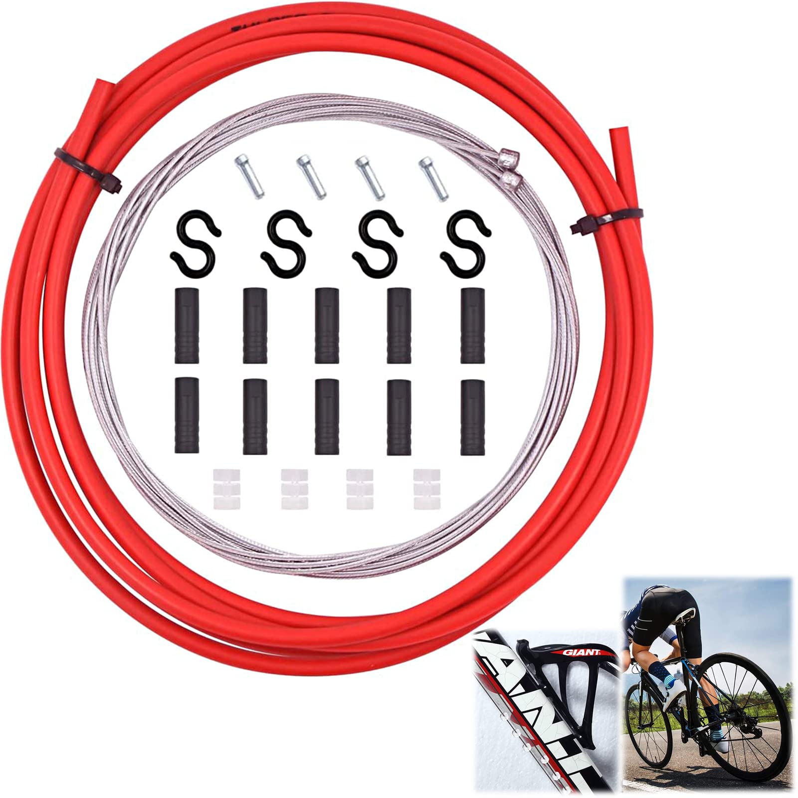 Gear Cable Bicycle Set 25 Pieces Bicycle Gear Rope Bicycle Inner Cable Set Bicycle Gear Cable Equipment Gear Cable Hose Shift Cable Steel Bicycle Gear Cable Housing for Mountain Bike Most Bikes