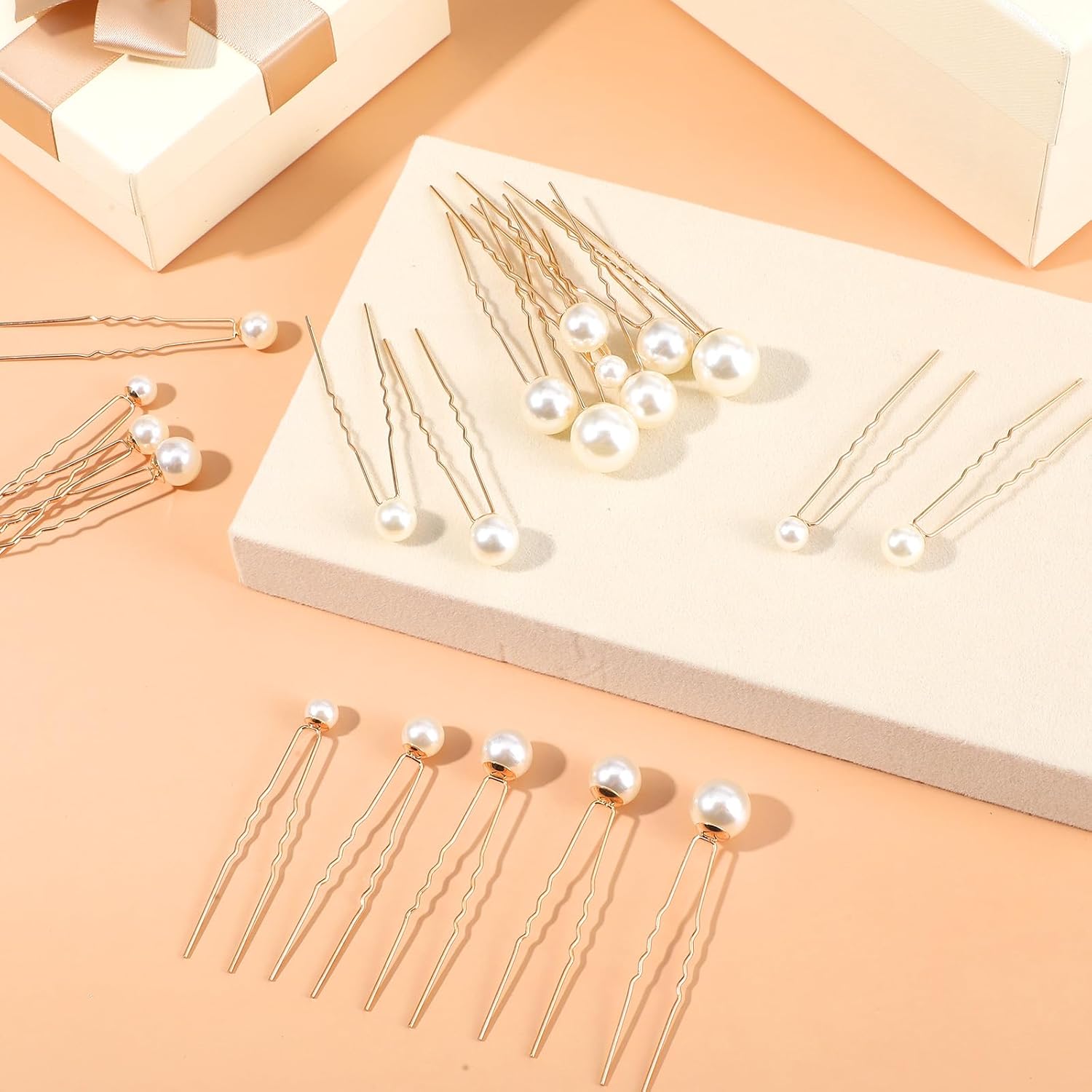 36 Pcs Pearl Pins for Hair,Different Size Single Pearl Hair Pins for Bridal Hairs Accessories, U Shaped Wedding Hairs Pearls for Brides Bridesmaid Women's Styling - Image 6